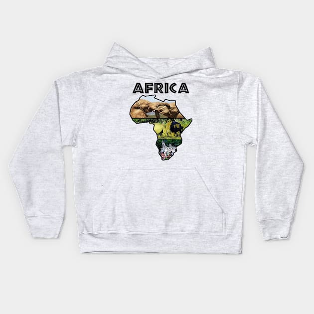 Africa Wildlife Continent Collage Kids Hoodie by PathblazerStudios